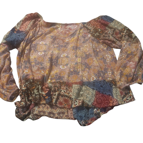 Umgee Multicolor Patchwork Blouse - Picture 2 of 4